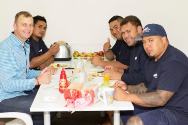 team having lunch